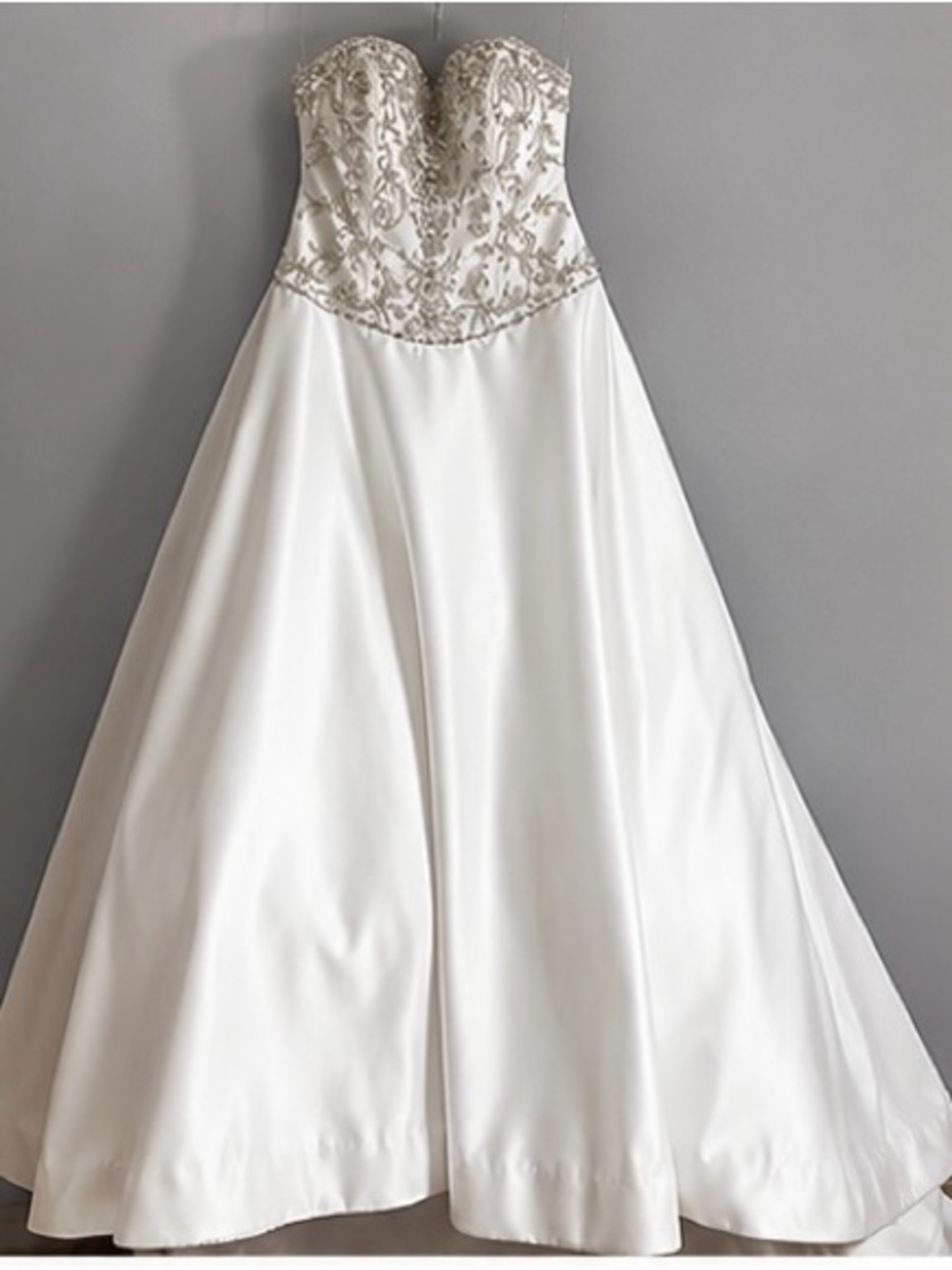 Alfred Angelo Disney White Strapless Ball Gown with Gold Beaded Bodice